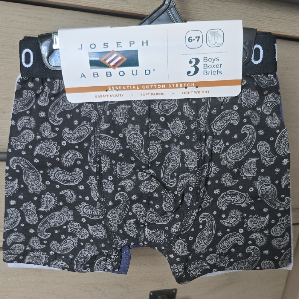 Joseph Abboud Boys Boxer Briefs Black with Paisley